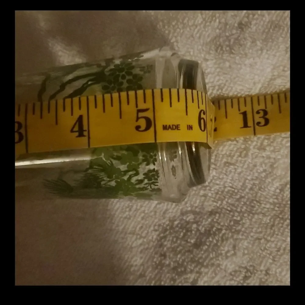 Libbey Green Vintage Floral Glass Cup